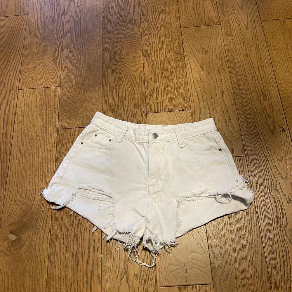 White Jean shorts with rips